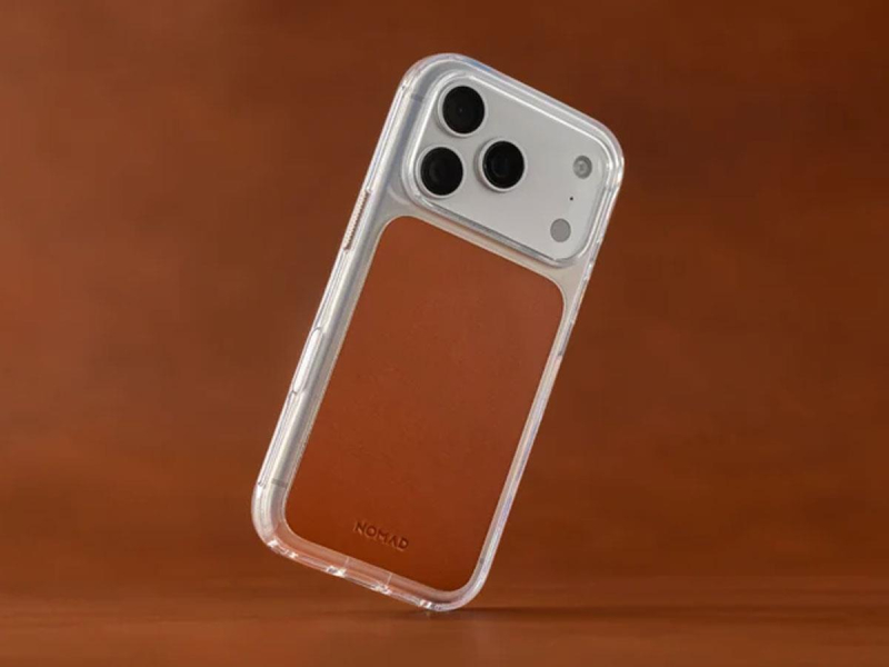 Nomad Clear Leather Case do iPhone 18 Pro / 17 Pro MagSafe (saddle)