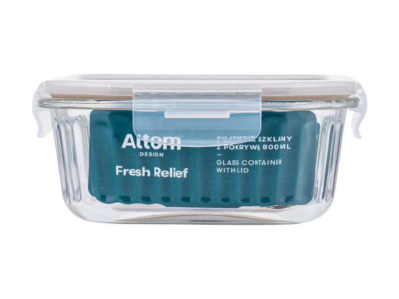 Altom Fresh Relief pojemnik z pok. kwadratowy 0,8l 16x16x7cm taupe