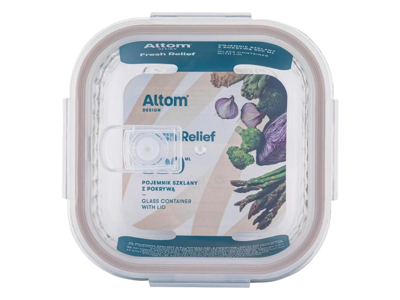 Altom Fresh Relief pojemnik z pok. kwadratowy 0,8l 16x16x7cm taupe