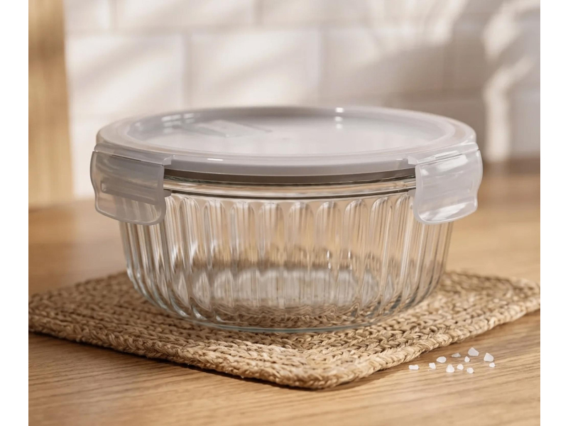 Altom Fresh Relief pojemnik z pok. okrągły 0,95l 18x18x7,5cm taupe