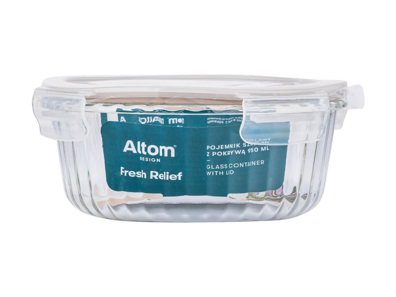 Altom Fresh Relief pojemnik z pok. okrągły 0,95l 18x18x7,5cm taupe