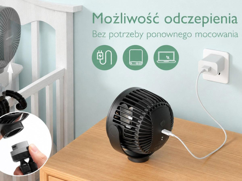 MOMCOZY Wiatraczek do wózka PF01, przenośny, zielony
