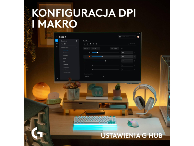 Logitech G502 X PLUS miętowy