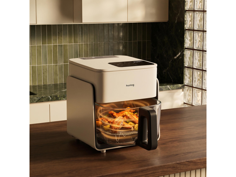 Huslog Air Fryer CrystalSteam szklany beżowy  4,2L