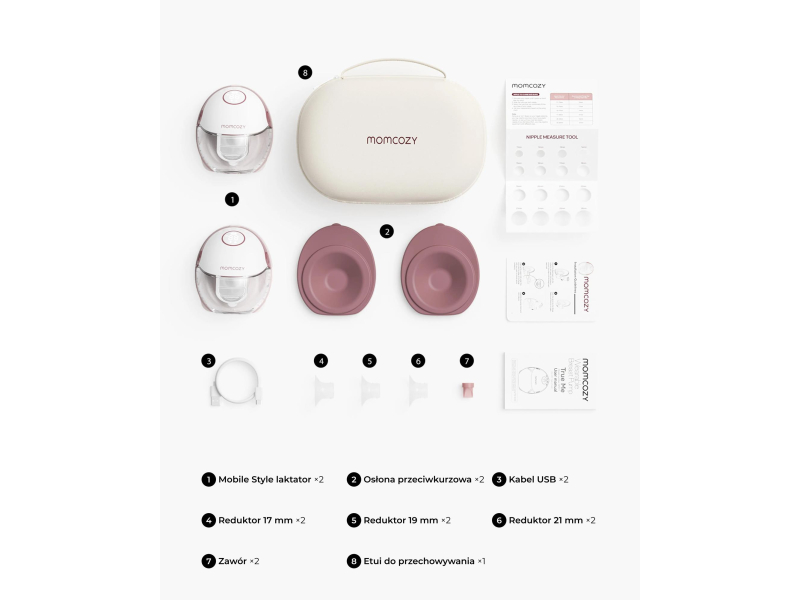 MOMCOZY Laktator M6 bezprzewodowy podwójny czerwony BP311