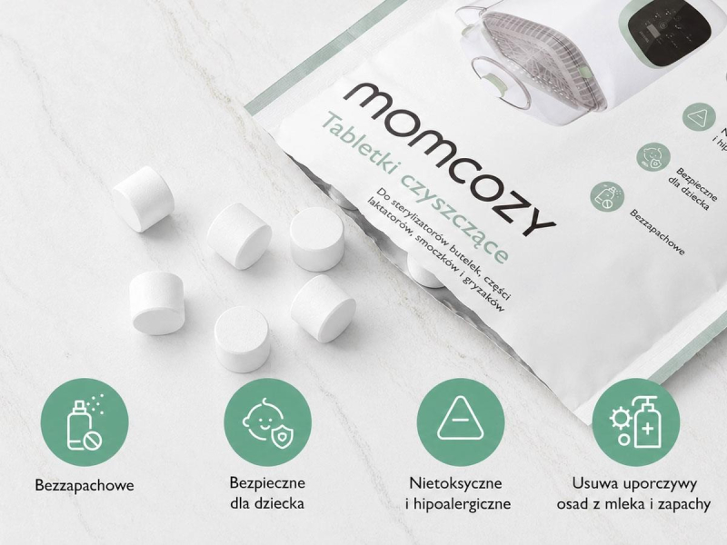 MOMCOZY Tabletki do mycia butelek BS03, do zmywarki