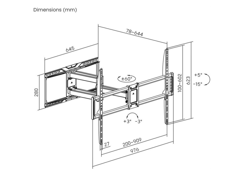 Gembird Full-motion TV wall mount 60-120inch