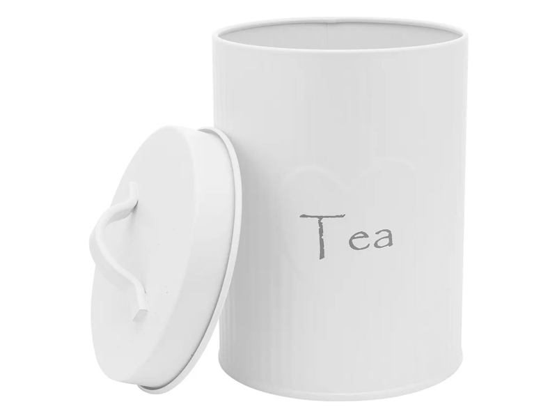 Altom Puszka metalowa z reliefem prążki 11x11x15 cm dek. Tea
