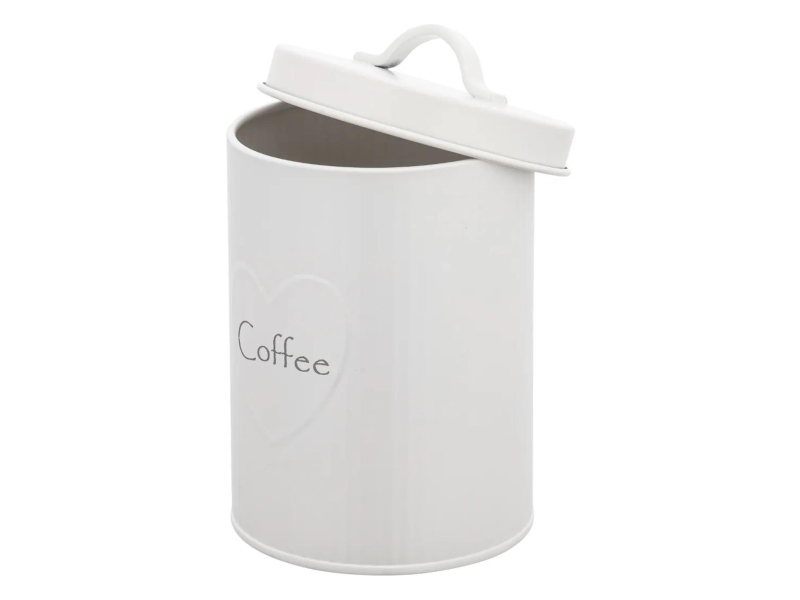 Altom Puszka metalowa z reliefem prążki 11x11x15 cm dek. Coffee