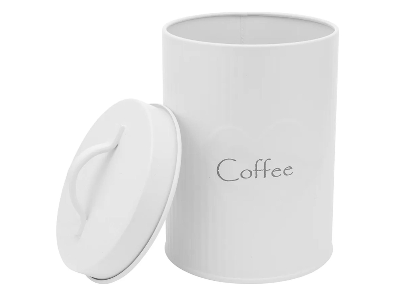 Altom Puszka metalowa z reliefem prążki 11x11x15 cm dek. Coffee
