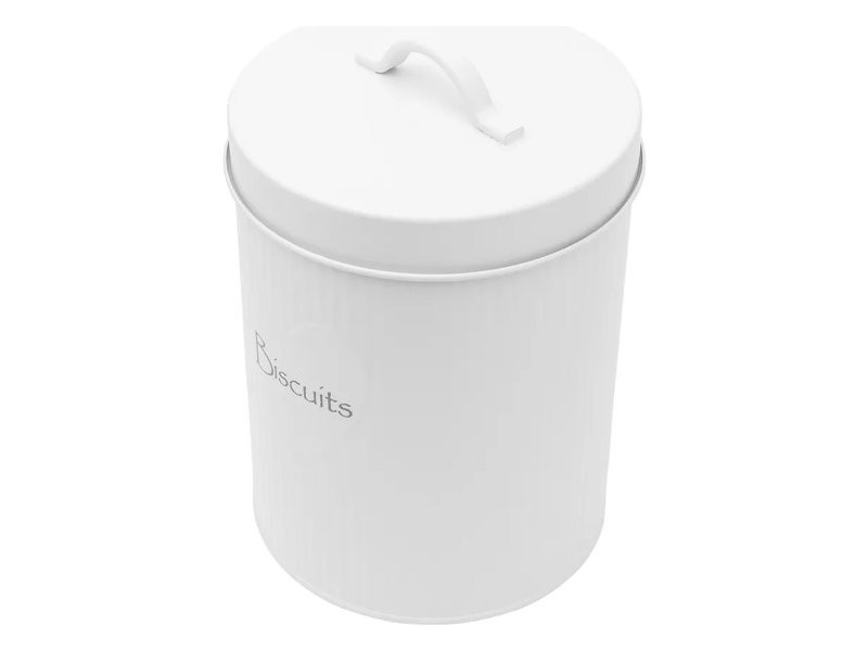 Altom Puszka metalowa z reliefem prążki 13,5x17 cm dek. Biscuit