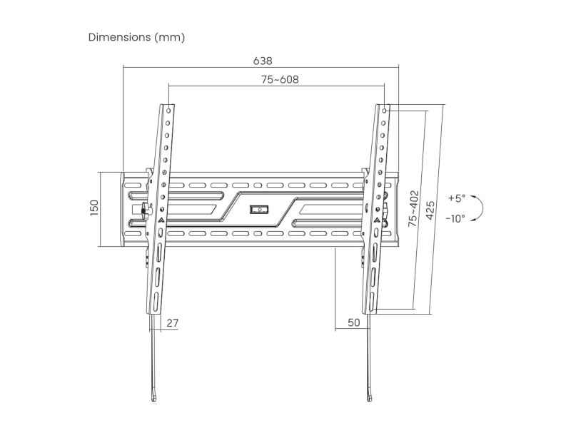 Gembird Uchwyt ścienny do telewizora regulowany 37-86inch do 75 kg