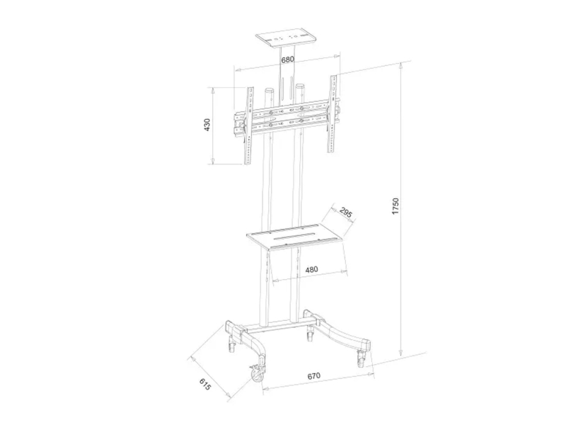 Techly Mobilny stojak do TV 32-70 cali 40 kg regulowany