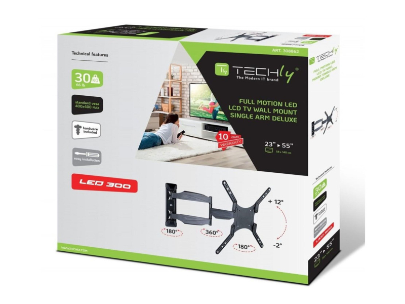 Techly Uchwyt ścienny do TV LCD/LED 40-80cali 50kg VESA pełna regul