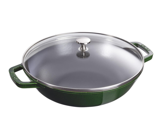Staub wok żeliwny z pokrywką 30 cm, zielony - 1023610 - zdjęcie