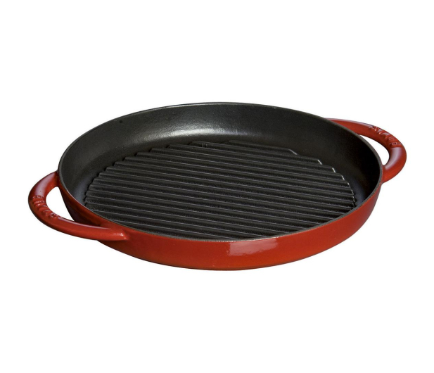 Staub Okrągła żeliwna grillowa z dwoma uchwytami 26 cm, czerwona - 1023654 - zdjęcie