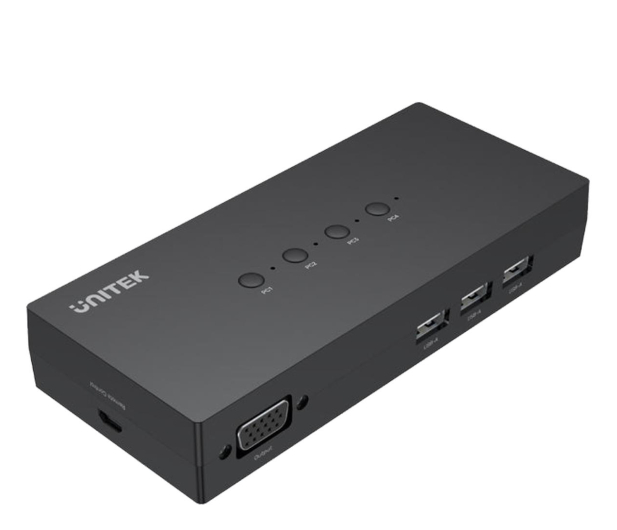 Unitek Przełącznik KVM 4-in 1-out, 4x VGA, 3xUSB-A - 1083771 - zdjęcie