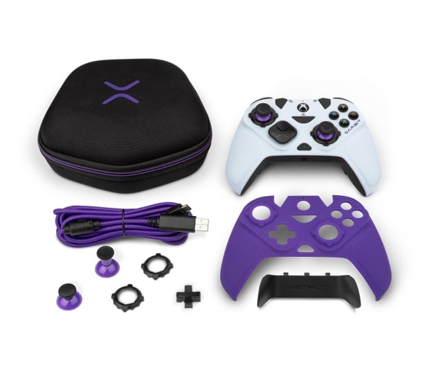 PDP Victrix Gambit World's Fastest Licencjonowany Xbox kontroler, Elite  Esports Design z Swappable Pro Thumbsticks, Custom Paddles, Swappable Biały  i fioletowy Faceplate for Xbox One, Series X/S, PC : Amazon.pl: Gry wideo