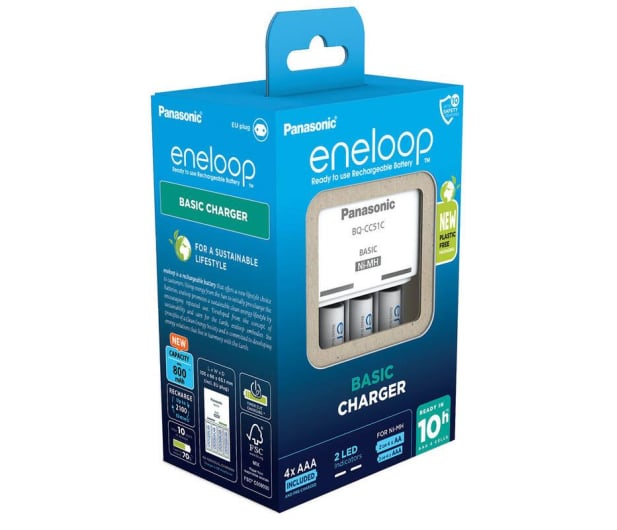 Ładowarka do akumulatorów Panasonic ŁADOWARKA BASIC + 4x AAA ENELOOP 800 mAh