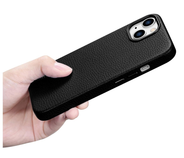 iCarer Litchi Leather Case iPhone 14 Plus (MagSafe) czarny - 1201066 - zdjęcie 8