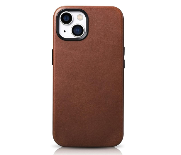 iCarer Premium Leather Case Oil Wax do iPhone 14 Plus(MagSafe) brąz - 1201137 - zdjęcie