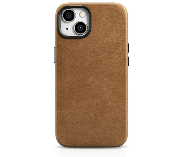 iCarer Premium Leather Case Oil Wax do iPhone 14 Plus MagSafe) brąz - 1201107 - zdjęcie