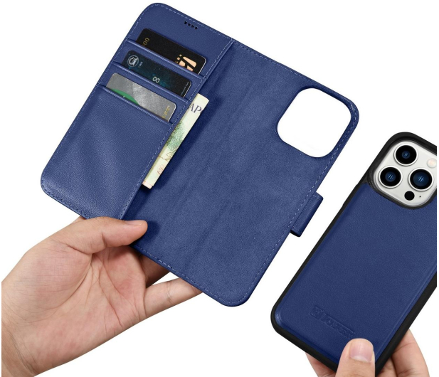 iCarer Wallet Case do iPhone 14 Pro (anti-RFID) niebieski - 1201180 - zdjęcie 5