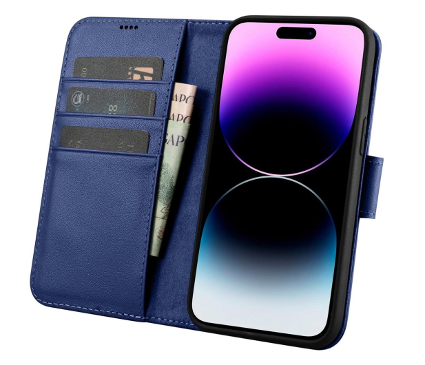 iCarer Wallet Case do iPhone 14 Pro (anti-RFID) niebieski - 1201180 - zdjęcie 3