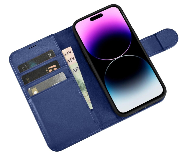 iCarer Wallet Case do iPhone 14 Pro (anti-RFID) niebieski - 1201180 - zdjęcie 4
