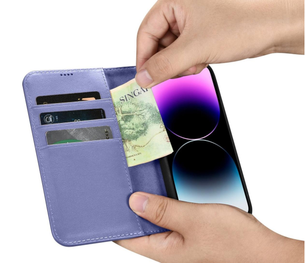 iCarer Wallet Case do iPhone 14 Pro (anti-RFID) fioletowy - 1201191 - zdjęcie 6