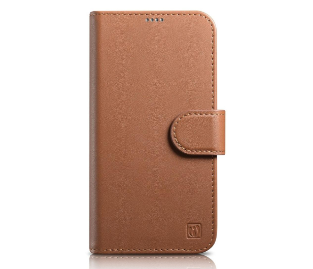 iCarer Wallet Case do iPhone 14 Pro (anti-RFID) brązowy - 1201176 - zdjęcie