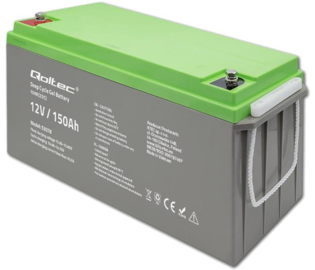 Qoltec Akumulator żelowy Deep Cycle | 12V | 150Ah - 1115801 - zdjęcie 2