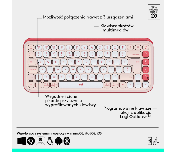 Logitech POP ICON Combo różowa - 1276188 - zdjęcie 11