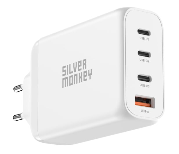 Ładowarka do smartfonów Silver Monkey Ładowarka sieciowa GaN 140W USB-C PD 3.1 + USB 3.0 QC W