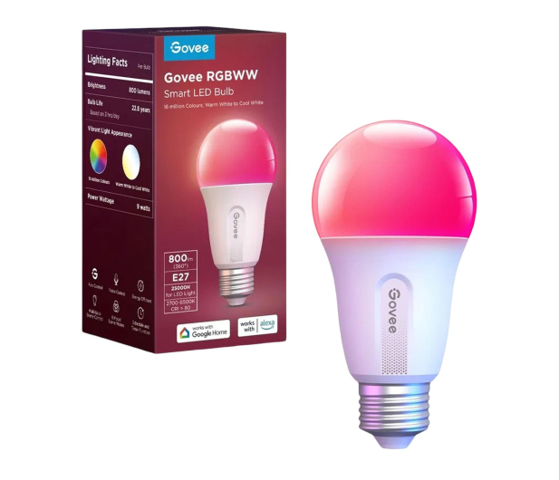 Govee Govee H6004 Smart Light Bulb Żarówka RGB 800LM, 2.4GHz Wi-Fi - 1366269 - zdjęcie