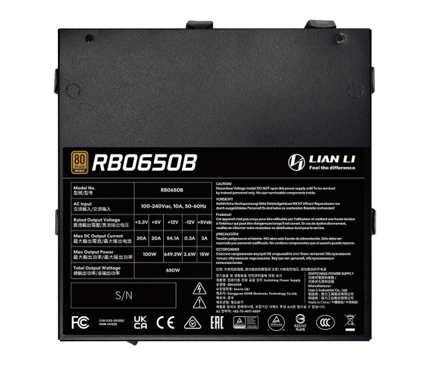 Lian Li RB Series 650W 80 Plus Bronze ATX 3.1 - 1476706 - zdjęcie 4