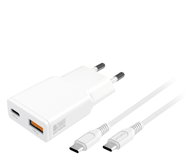 4smarts PDPlug Slim Duos 20W GaN USB-C+USB-A + kabel USB-C 1.5m - 1512697 - zdjęcie