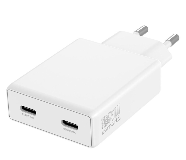 4smarts Ładowarka sieciowa PDPlug Slim Dual 65W GaN 2xUSB-C biały - 1512696 - zdjęcie