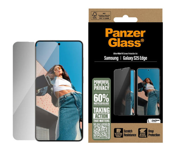 PanzerGlass Ultra-Wide Fit do Samsung Galaxy S25 Edge privacy - 1539010 - zdjęcie