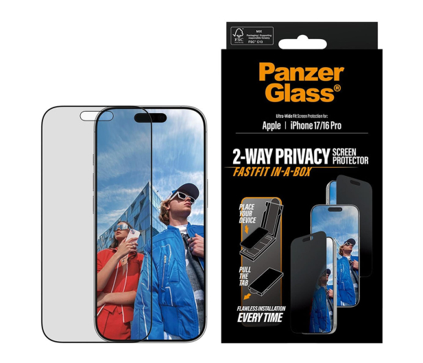PanzerGlass Ultra-Wide Fit Fastfit do iPhone 17 / 16 Pro privacy - 1539017 - zdjęcie