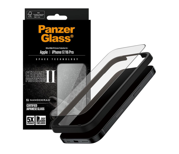 PanzerGlass Ceramic II Ultra-Wide Fit EasyAligner do iPhone 17 / 16 Pro - 1538874 - zdjęcie
