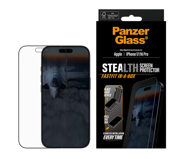 PanzerGlass Stealth Ultra-Wide Fit Fastfit do iPhone 17 / 16 Pro - 1538905 - zdjęcie