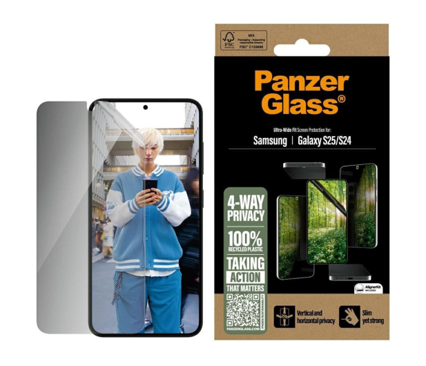 PanzerGlass Eco Matrix Ultra-Wide Fit do Samsung Galaxy S25 privacy - 1539002 - zdjęcie