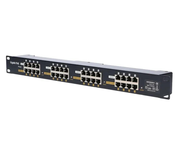 ExtraLink 16 Portowy Gigabit PoE Injector 16x 1000Mb/s RJ45, Obudowa R - 1541564 - zdjęcie