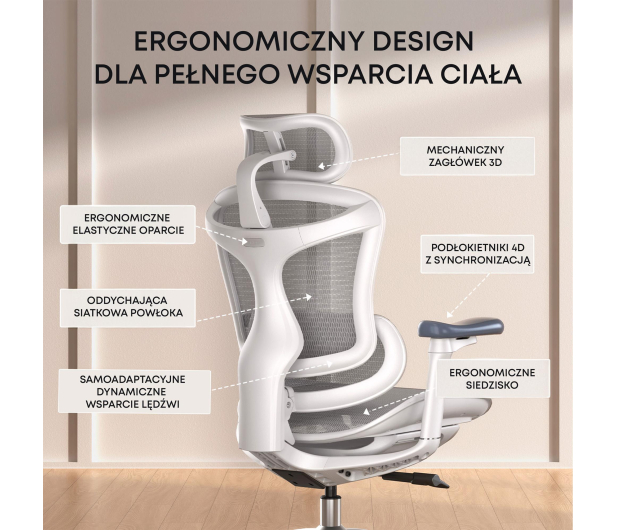 Sihoo DORO C300L Mesh biały - 1542355 - zdjęcie 12