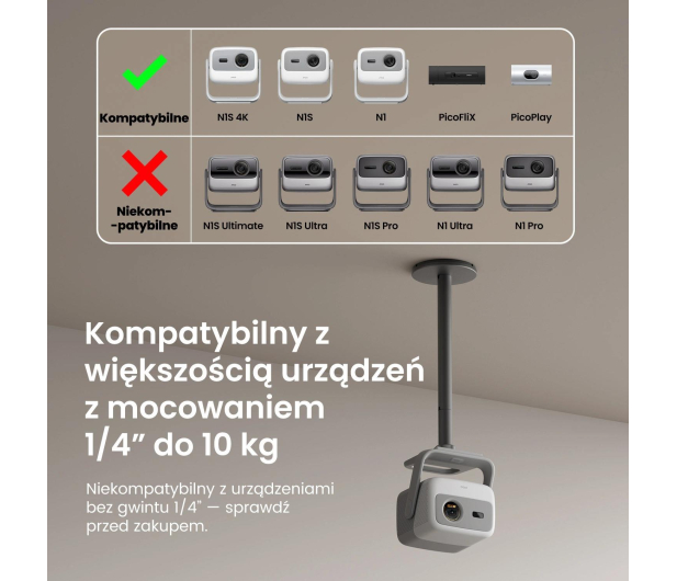 JMGO Uchwyt sufitowy do modeli Full HD 1/4" - 1544236 - zdjęcie 6