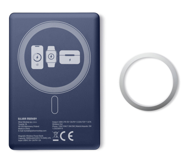 Silver Monkey Smart 5 000 mAh MagSafe UltraSlim 3w1 Głębinowy błękit - 1487254 - zdjęcie
