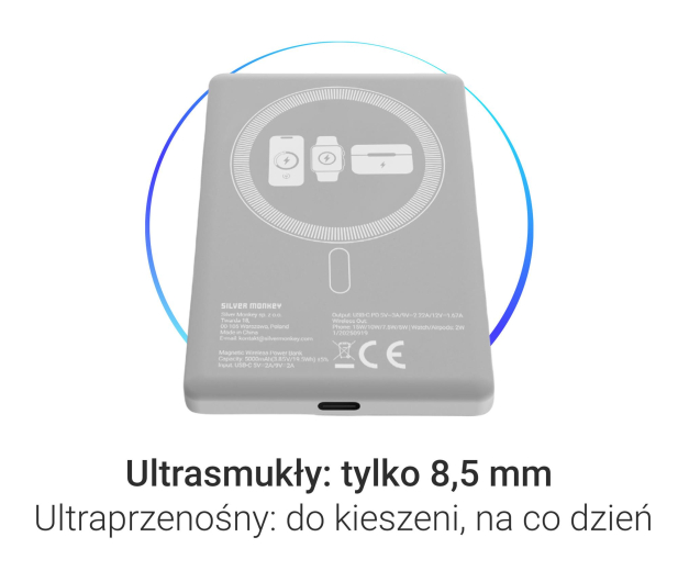 Silver Monkey Smart 5 000 mAh MagSafe UltraSlim 3w1 Biały obłok - 1487255 - zdjęcie 7