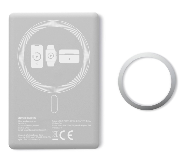 Silver Monkey Smart 5 000 mAh MagSafe UltraSlim 3w1 Biały obłok - 1487255 - zdjęcie