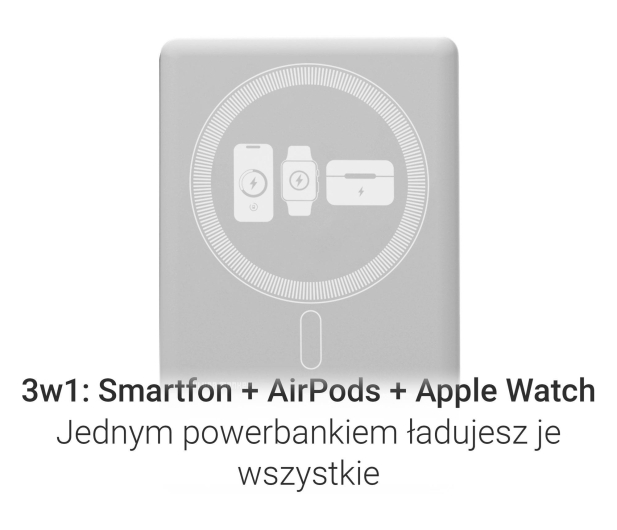 Silver Monkey Smart 5 000 mAh MagSafe UltraSlim 3w1 Biały obłok - 1487255 - zdjęcie 4